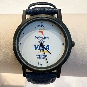 Vintage Sydney 2000 Olympics Games WristWatch VISA Quartz Navy Blue band